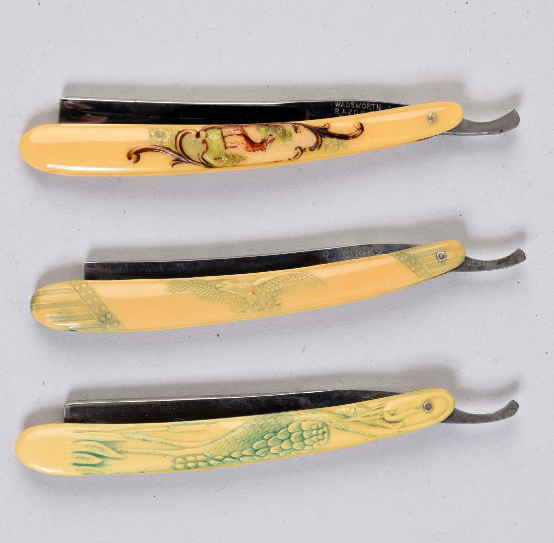 Lot Of 3: Celluloid Straight Razors. (1 of 2)