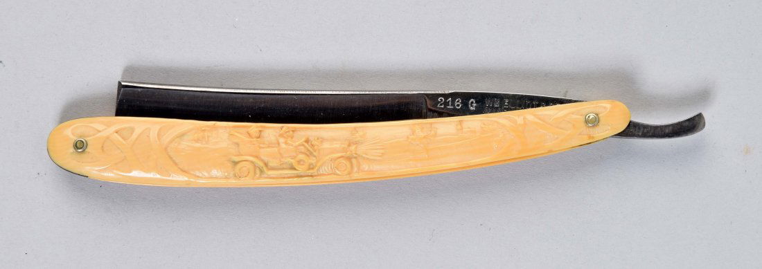 Celluloid Straight Razor With Early Car. (1 of 3)