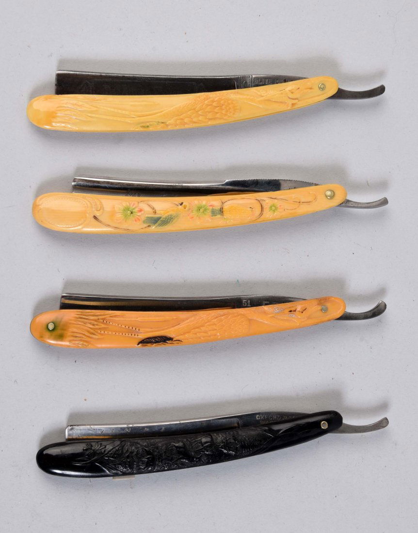 Lot Of 4: Celluloid Handled Straight Razors. (1 of 2)