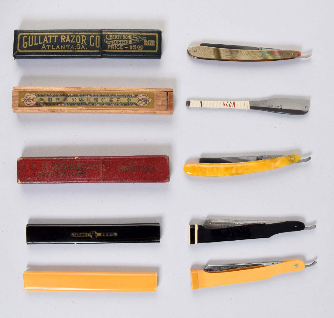 Lot Of 5: Boxed & Tube Cased Straight Razors. (1 of 1)