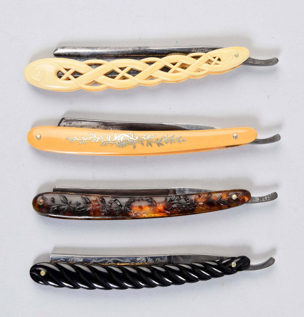 Lot Of 4: Various Celluloid Straight Razors With Fancy (1 of 1)