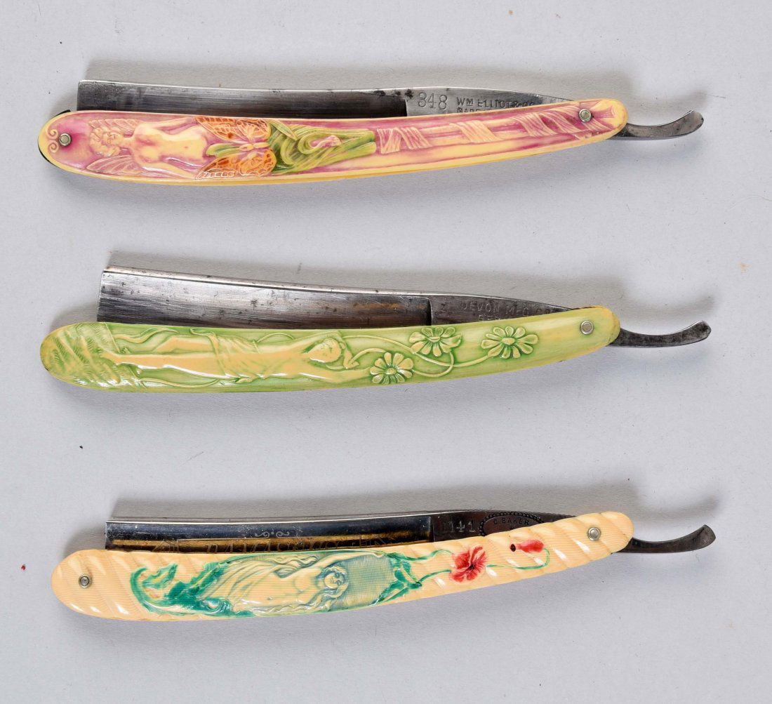 Lot Of 3: Colorful Art Noveau Celluloid Straight (1 of 2)