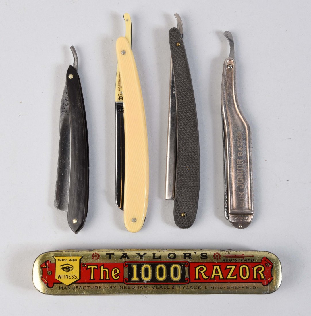 Lot Of 5: Four Straight Razors & a Razor Tin. (1 of 1)