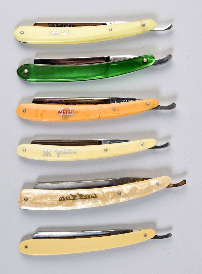 Lot Of 6: Colorful Celluloid Handled Straight Razors. (1 of 1)