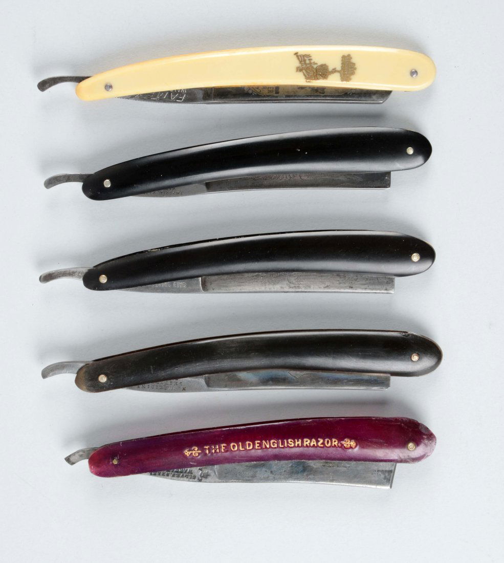 Lot Of 5: Straight Razors Some with Etched Blades. (1 of 2)