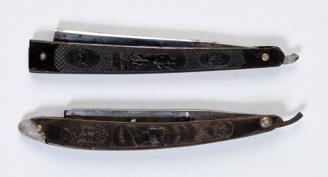 Lot Of 2: Pressed Horn Early Straight Razors. (1 of 2)