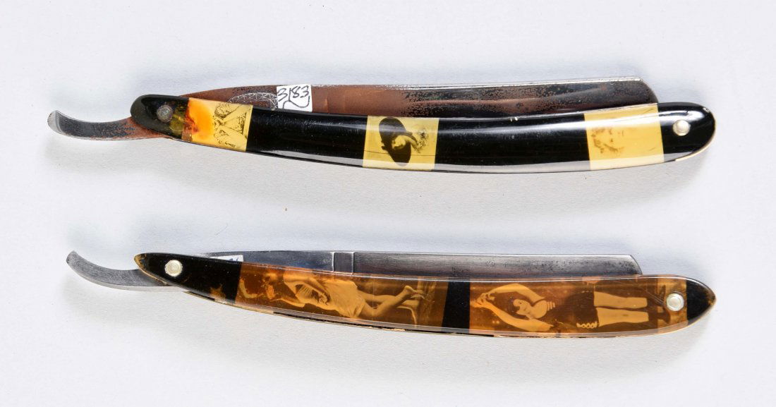 Lot Of 2: Picture Celluloid Straight Razors. (1 of 2)