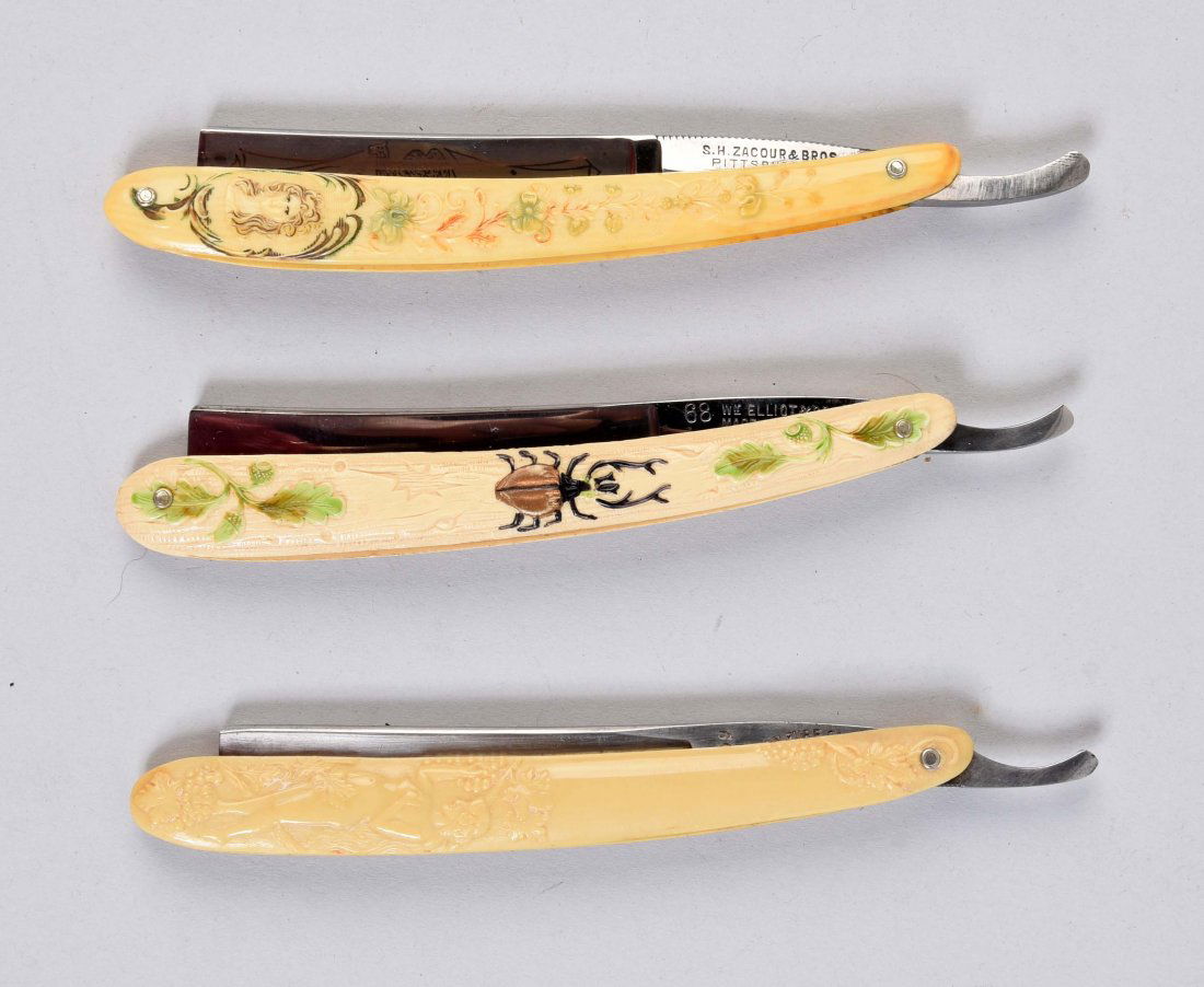 Lot Of 3: Celluloid Straight Razors. (1 of 2)