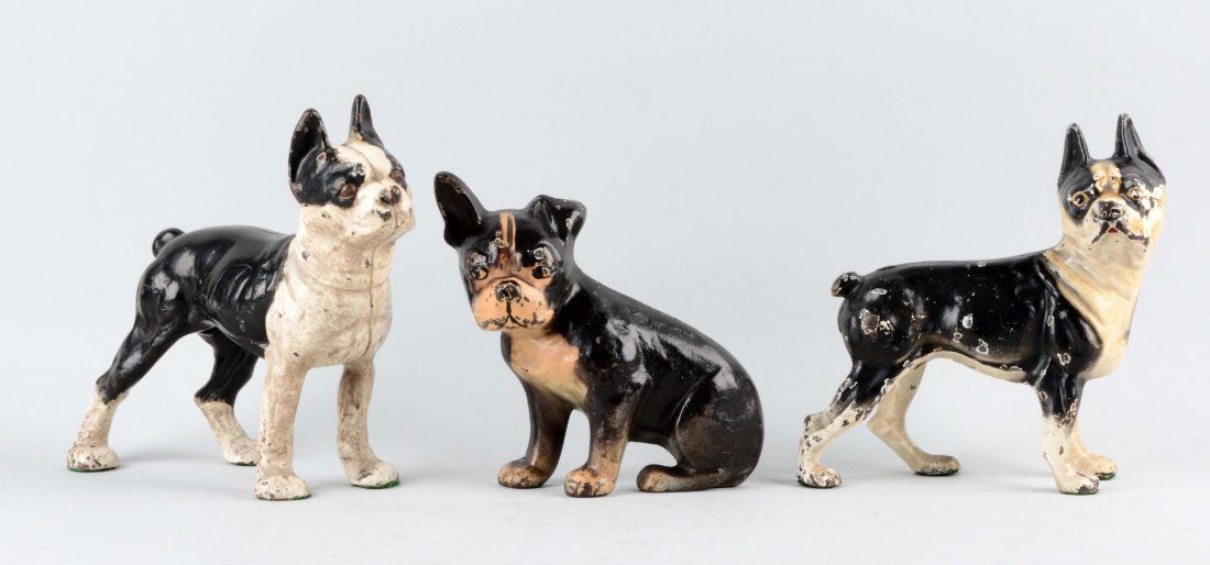 Lot of 3: Cast Iron Assorted Boston Terrier Doorstops. (1 of 1)