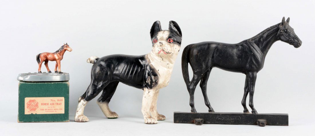 Lot of 3: Cast Iron Assorted Doorstops & Ash Tray. (1 of 1)