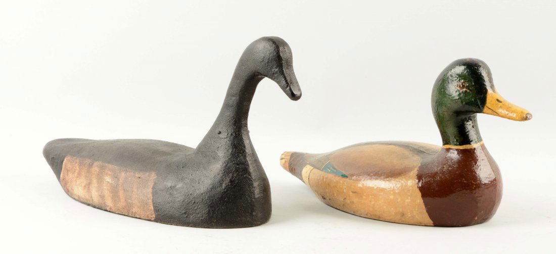 Lot of 2: Cast Iron Brant & Mallard Decoy Sink Box (1 of 1)