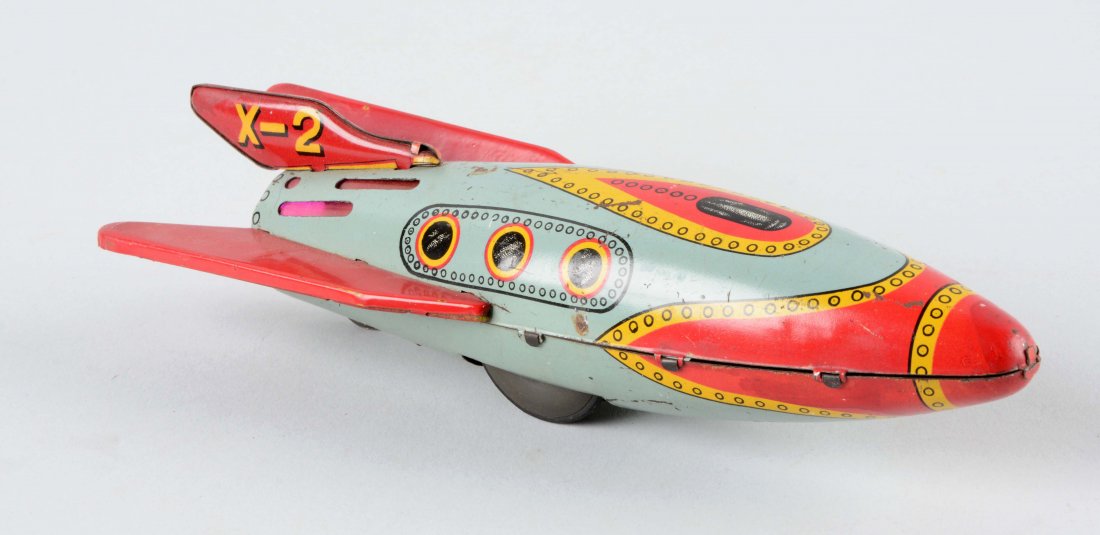 Japanese Tin Litho Friction Space Rocket Toy. (1 of 2)