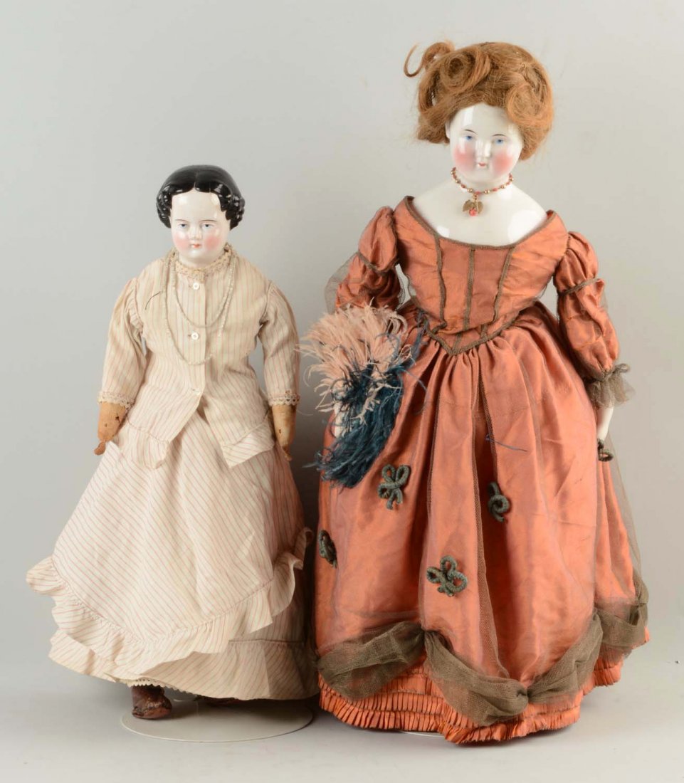 Lot Of 2: Large China Head Dolls. (1 of 3)