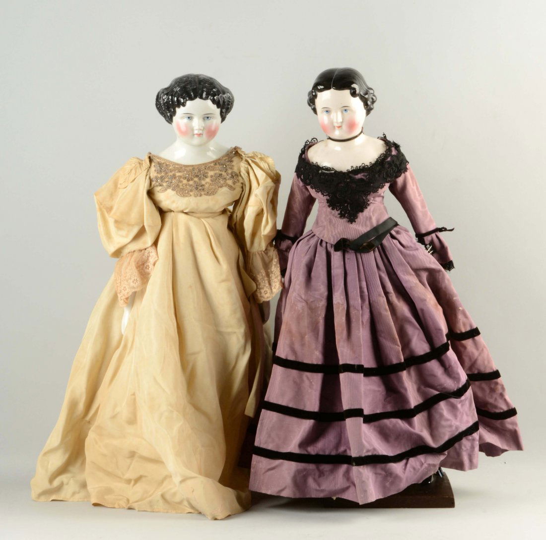 Lot Of 2: Large China-Head Dolls. (1 of 3)