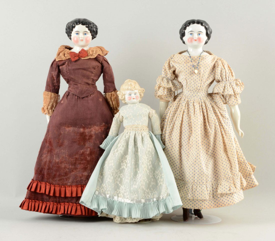 Lot Of 3: Assorted German China Head Dolls. (1 of 4)