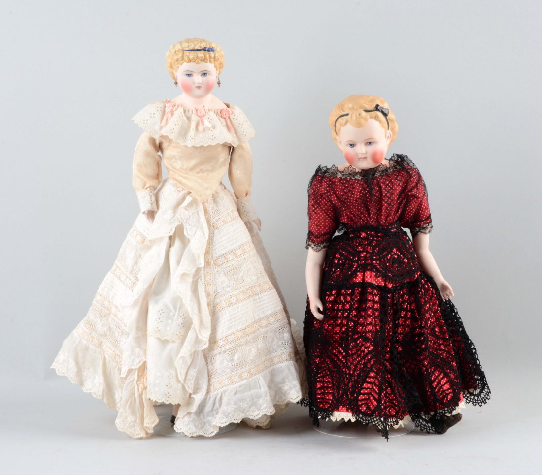 Lot Of 2: Parian Bisque Shoulder Head Dolls. (1 of 3)