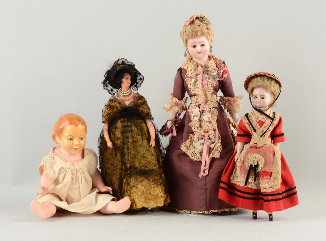 Lot Of 4: Assorted Wax Dolls. (1 of 1)
