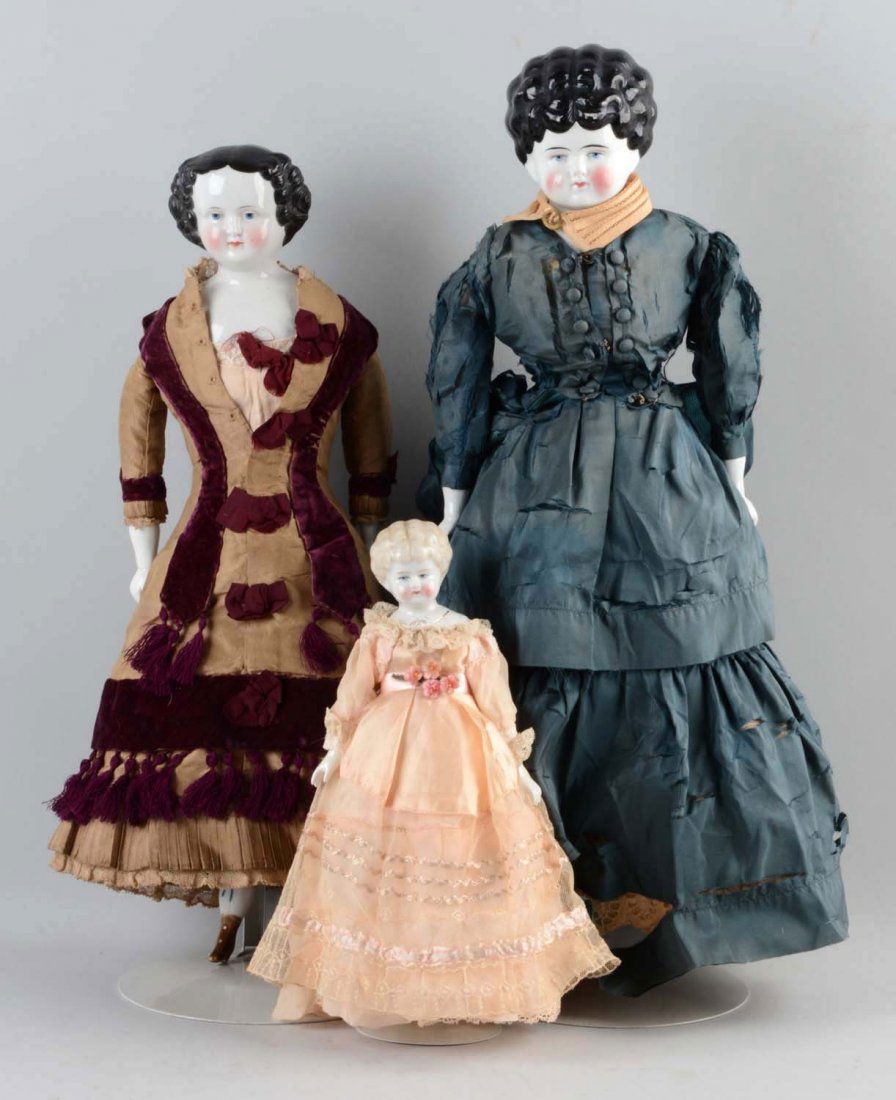 Lot Of 3: German China Shoulder - Head Dolls. (1 of 4)