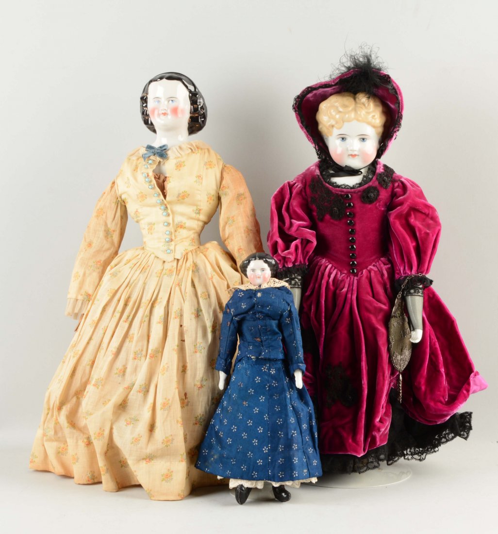 Lot Of 3: German China Head Dolls. (1 of 1)