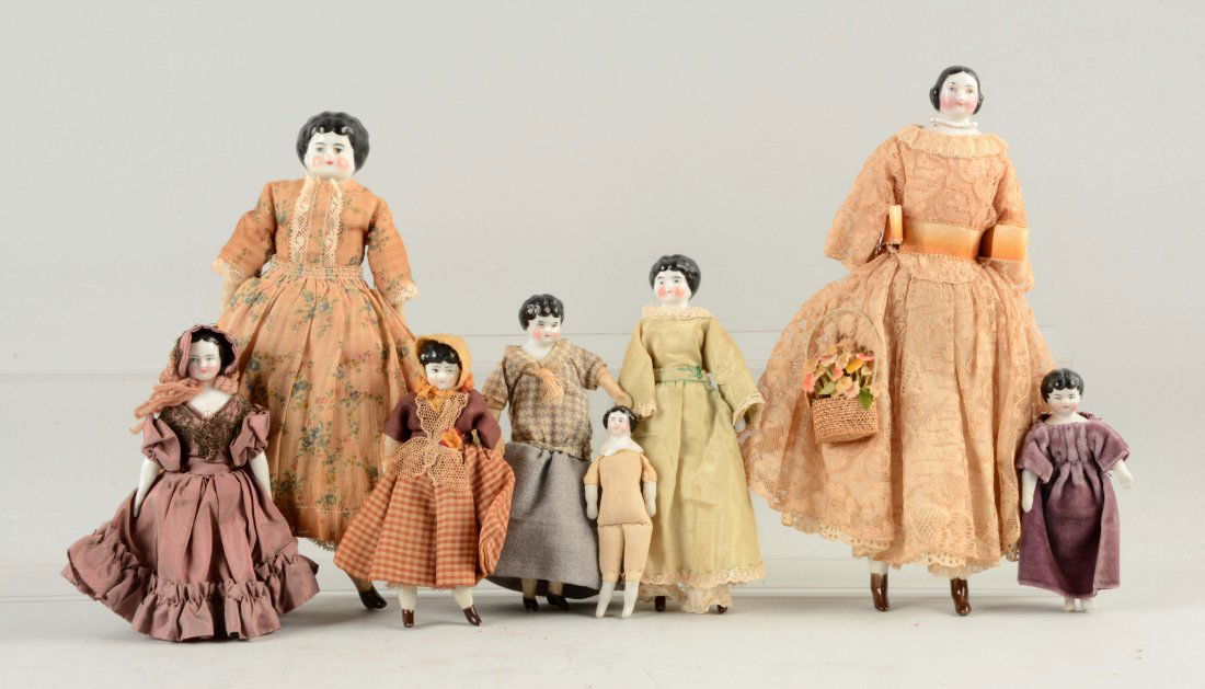 Lot Of 8: Small German China Head Dolls. (1 of 1)