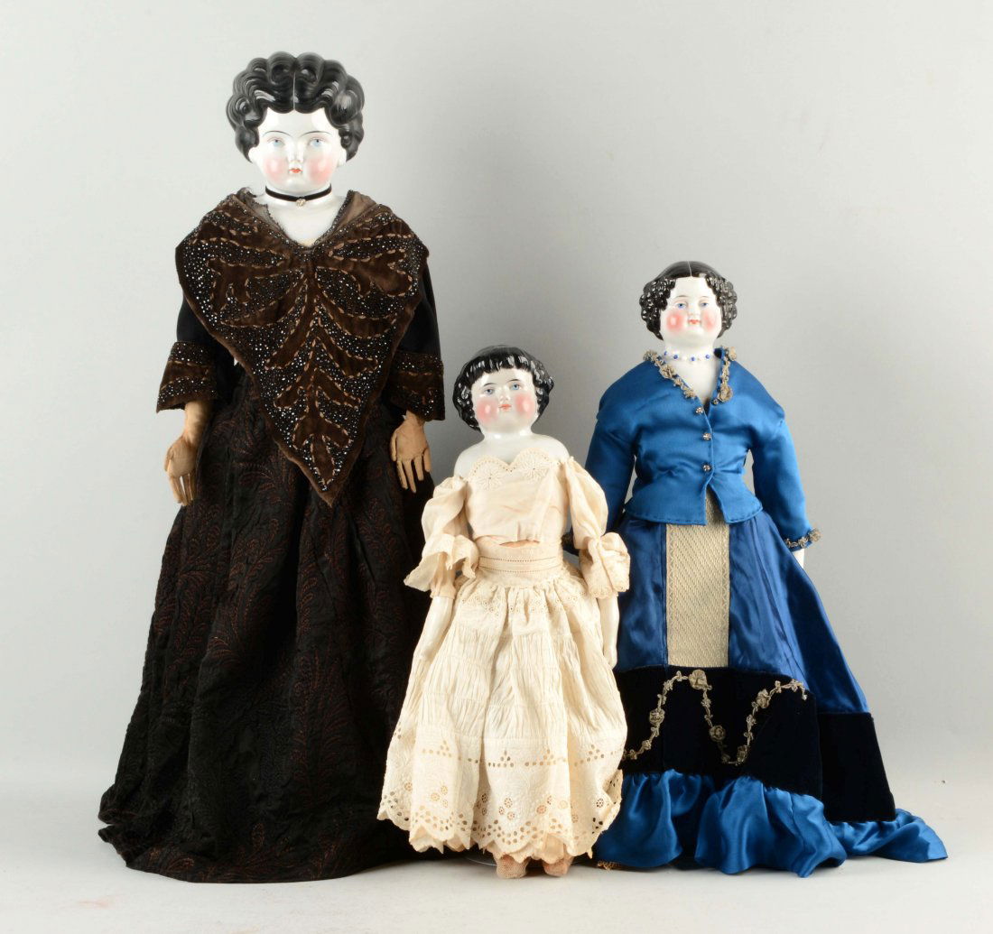 Lot of 3: German China Shoulder - Head Dolls. (1 of 4)