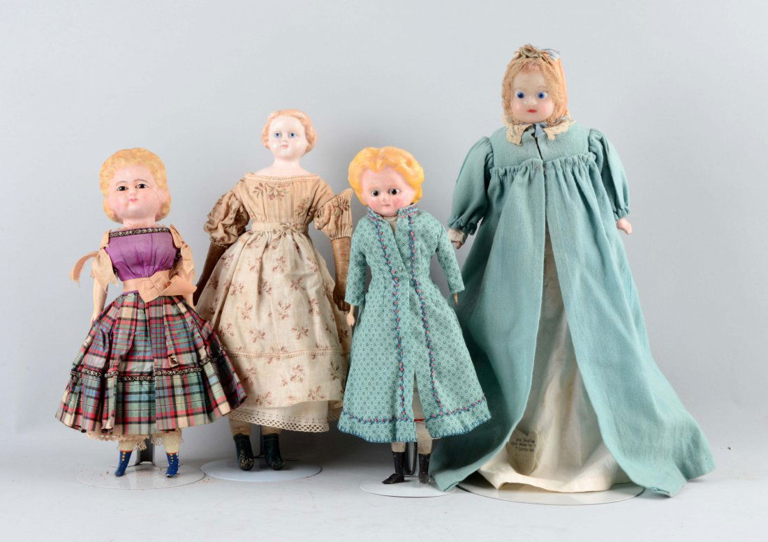 Lot Of 4: Assorted Early Dolls. (1 of 1)