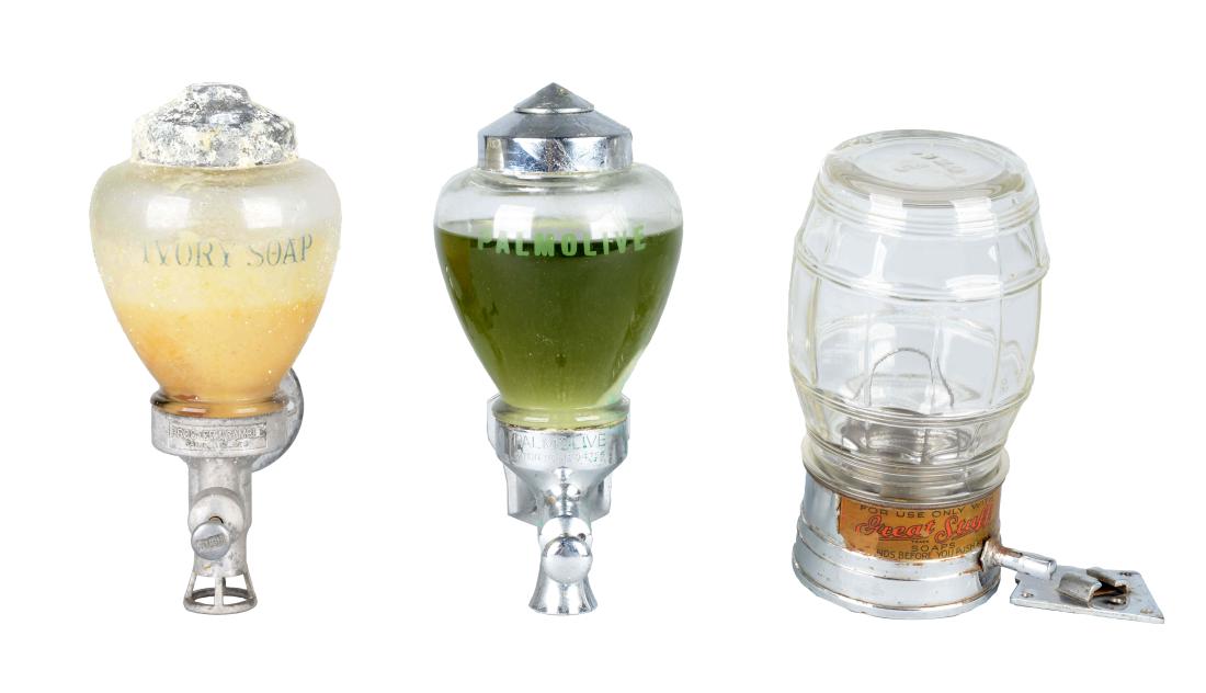 Lot Of 3: Antique Wall-Mount Soap Dispensers (1 of 8)