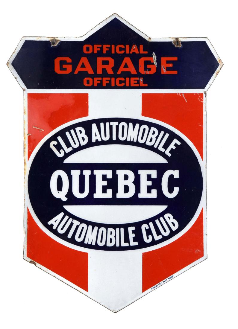 Quebec Auto Club Garage Porcelain Shield Sign. (1 of 2)