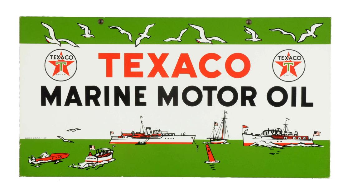 Texaco (whtie-T) Marine Motor Oil w/ Ships Porcelain (1 of 2)