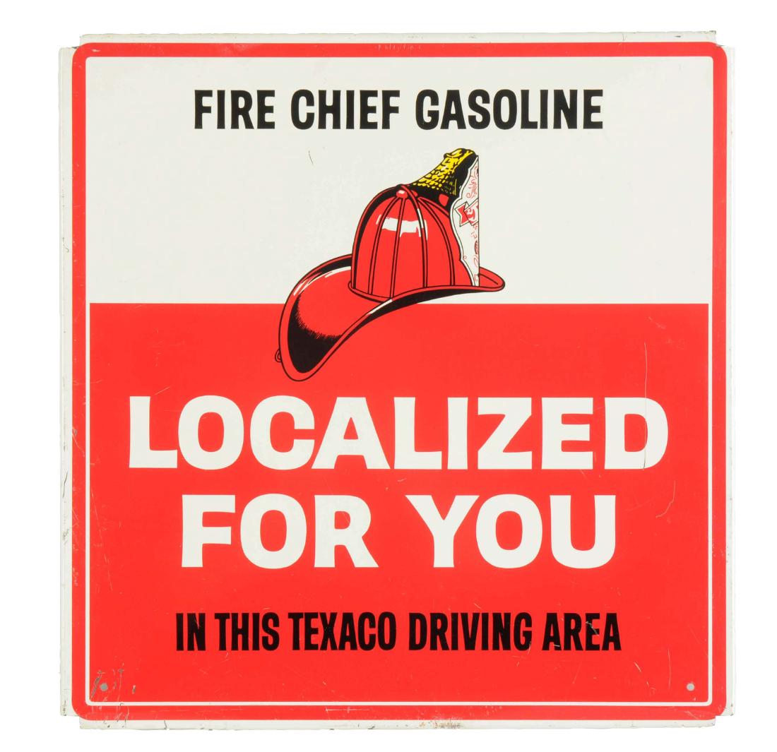 Texaco Fire Chief "Localized for You" Tin Sign. (1 of 1)