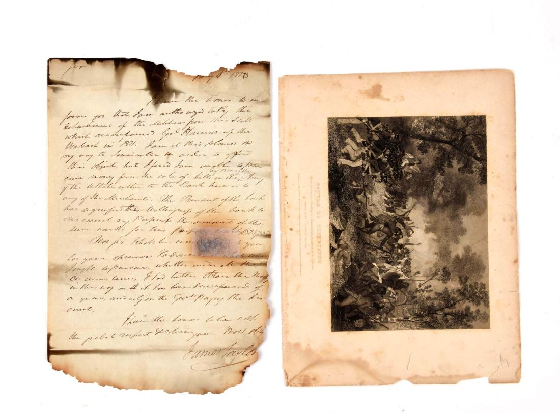 War of 1812 Battle of Tippecanoe Payment For Soldiers: This document requests payment for the soldiers that fought in the Battle of Tippecanoe under General Harrison during the War of 1812. The letter is dated 1813 and is from General Taylor to the Govern