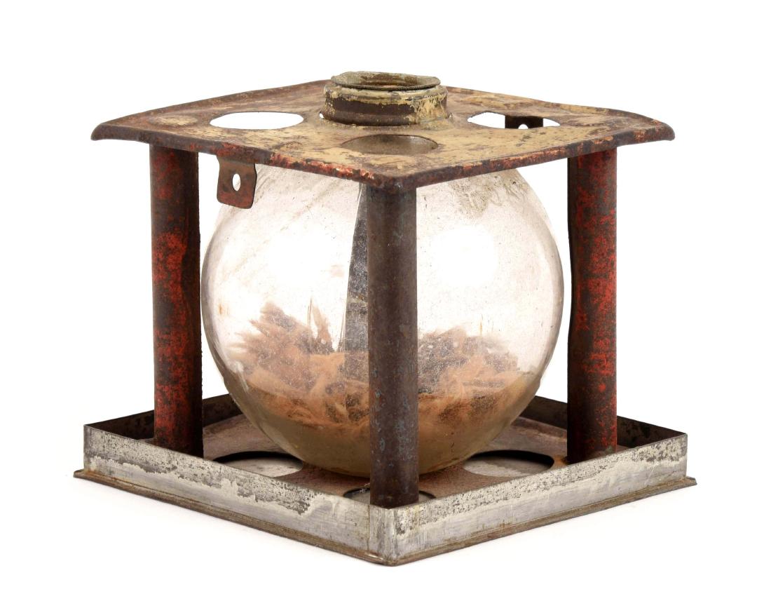 Presidential Election Ballot Box Parade Torch.: Circa 1880, tin and glass construction with original red, white, & blue paint – James Garfield V. Winfield Scott Hancock – measures 5 x 5 x 4 ½ inches – Good condition with paint crazed, some f