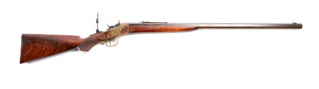(A) Rare Deluxe Remington Rolling Block No. 1: Roy Marcot, in his definitive Remington Rolling Block book, listed only ten known examples as that book went to press. This number is not among the listed numbers, making it the 11th example. Built on