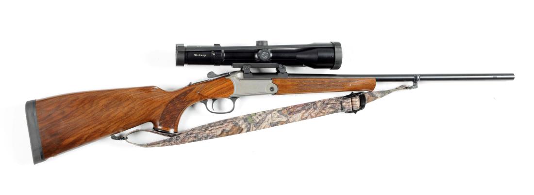 (M) Blaser Model K-95 German Single Shot Break-Open: These rifles are manufactured in Allgau, Germany and distributed by Blaser U.S.A. in San Antonio, Texas. K-95 came in three models; the Prestige, Luxus and the Stutzen Luxus. This is the Prestige Mode