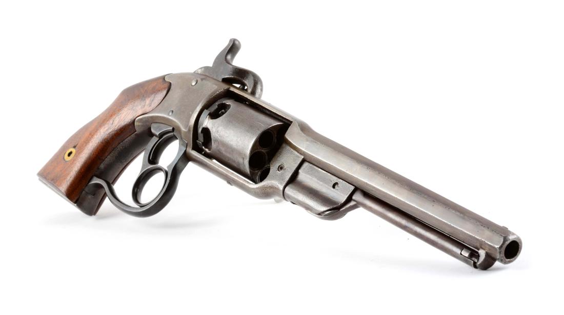 (A) Savage Revolving Firearms Navy Model Revolver.: These firearms were manufactured int he mid-1860's. Cylinder is rotated by the bottom ring under trigger and is fired by pulling the trigger. Single action only. Features octagon barrel, six shot and 