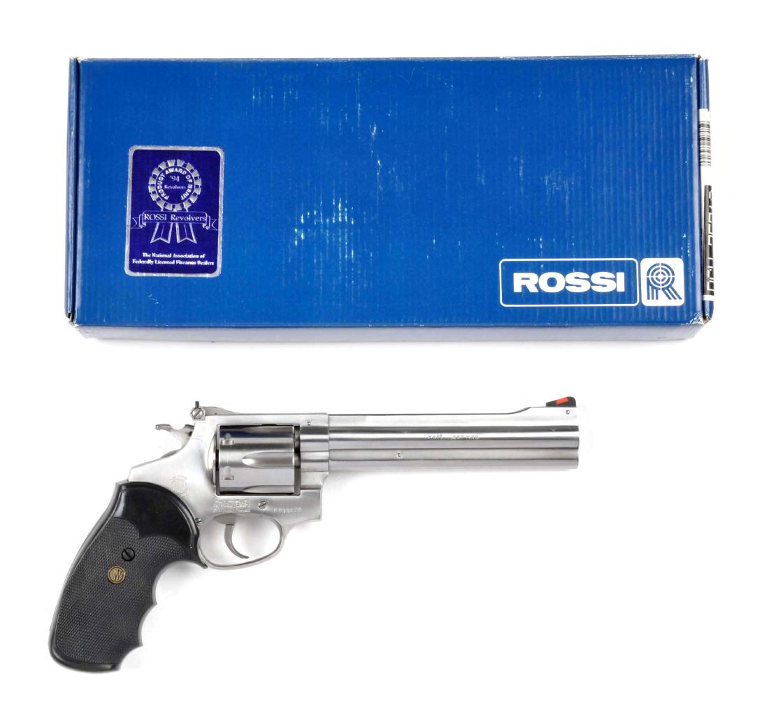 (M) MIB Rossi Model 971 Revolver.: Revolver is stainless steel, double action, six shot, fluted cylinder, with a 6" barrel, adjustable rear sight, red ramp front, solid rib, black composite grips and chambered for the .357 magnum cartr
