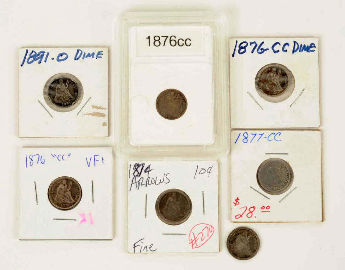 Lot Of 7: Seated Liberty Dimes. (1 of 8)