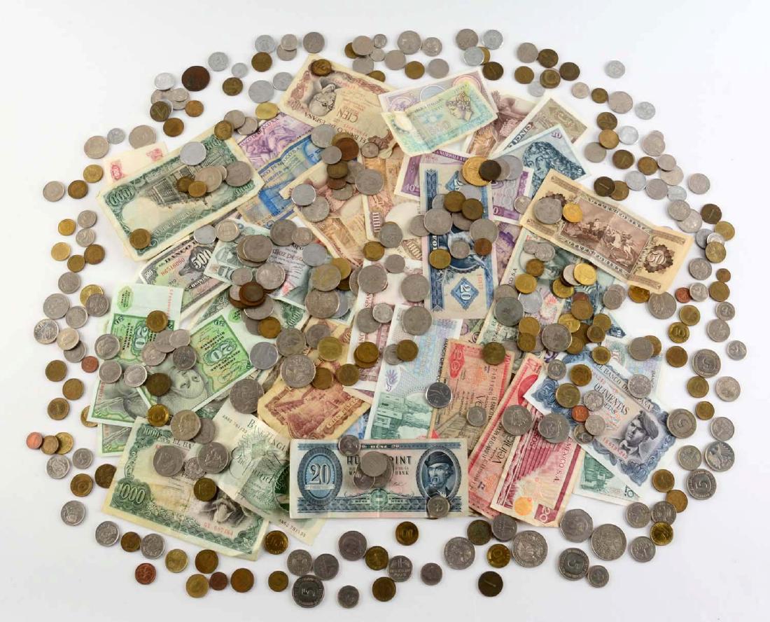 Lot of Foreign Coins & Currency. (1 of 10)