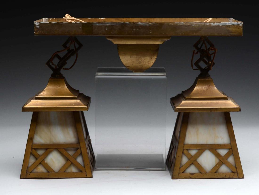 Mission Style Hanging Slag Glass Lantern. (1 of 1)