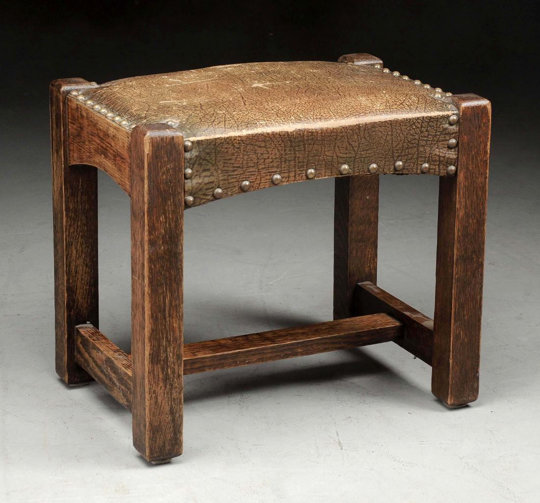 Arts & Crafts Arched Footstool w/ Stretcher. (1 of 5)