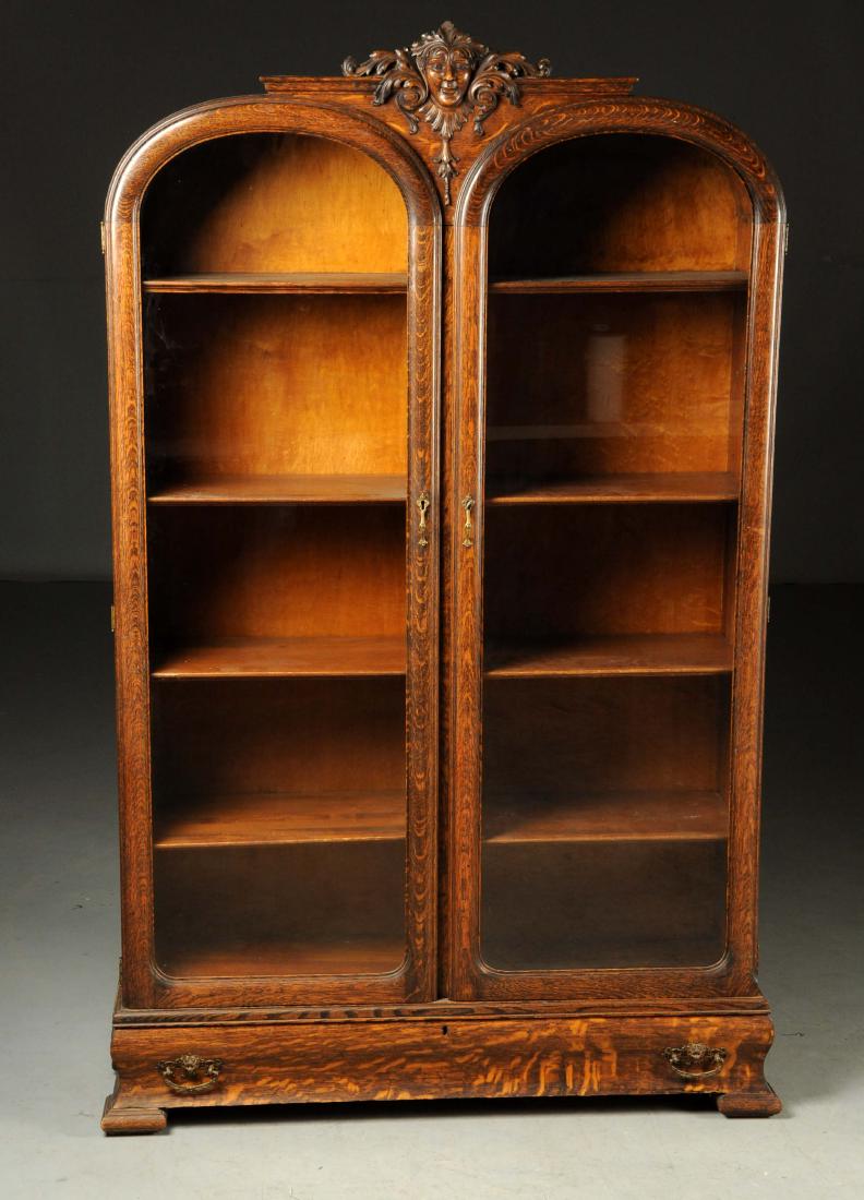 Late 19th Century Victorian Oak Bookcase with Carved (1 of 5)