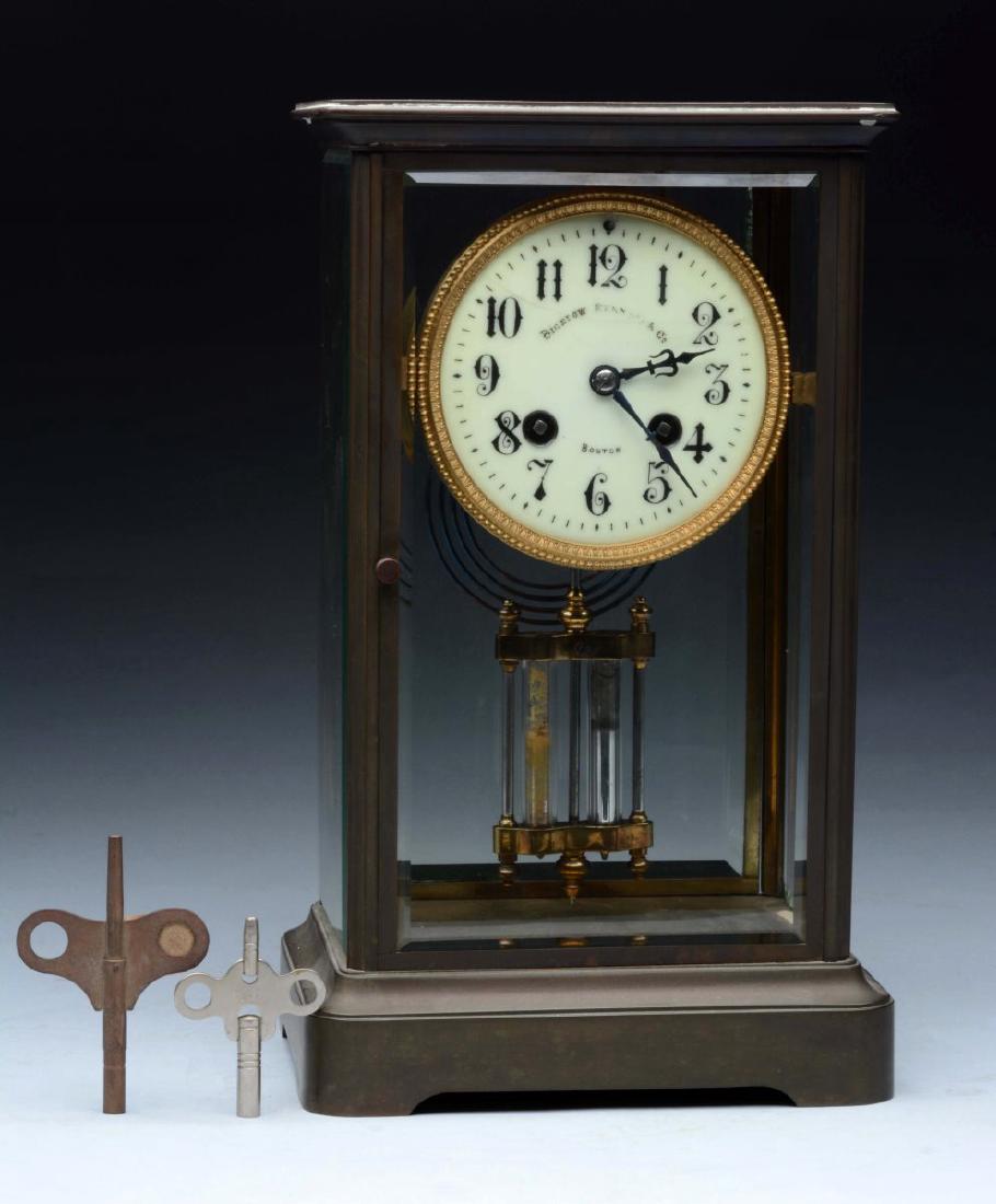 Crystal Regulator Clock.: Pendulum is present. (Excellent). 11-3/4'' T.
