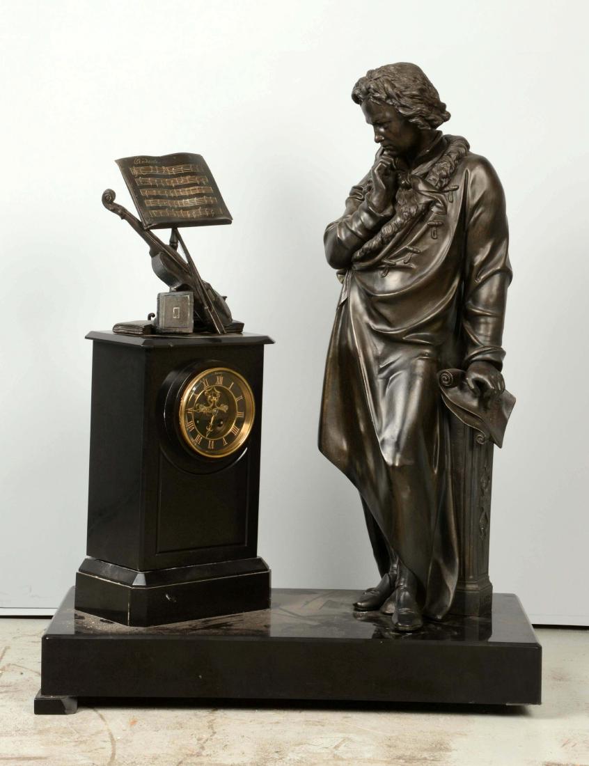 French Plated Bronze & Slate Figural Clock. (1 of 4)