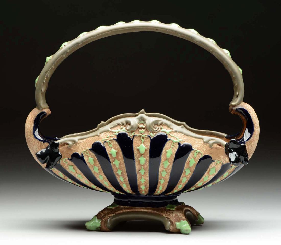 Amphora Basket.: Embossed multi colored. Marked. Excellent 12-1/2'' L.