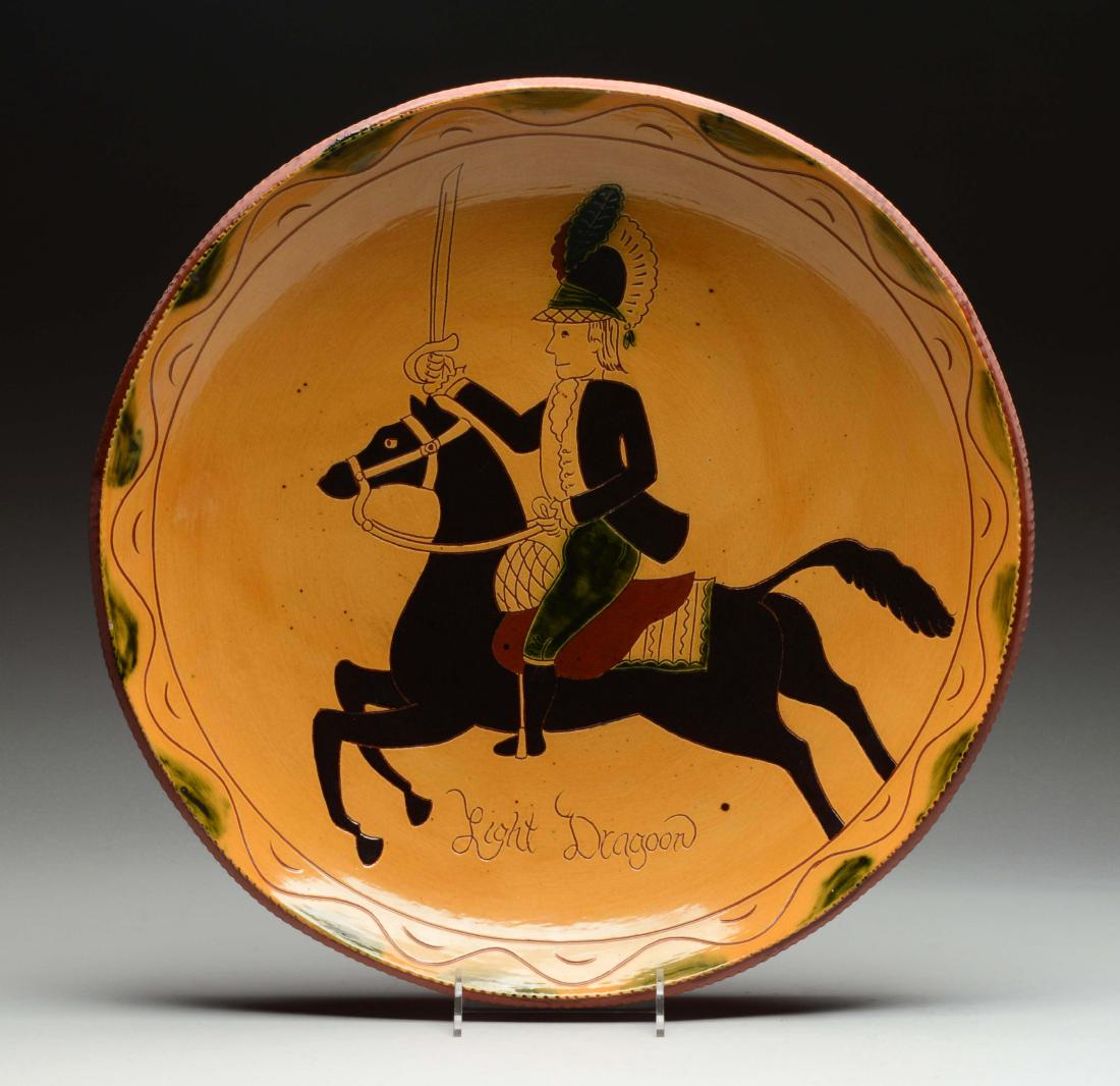 Breininger Redware Large Charger "Light Dragon". (1 of 2)