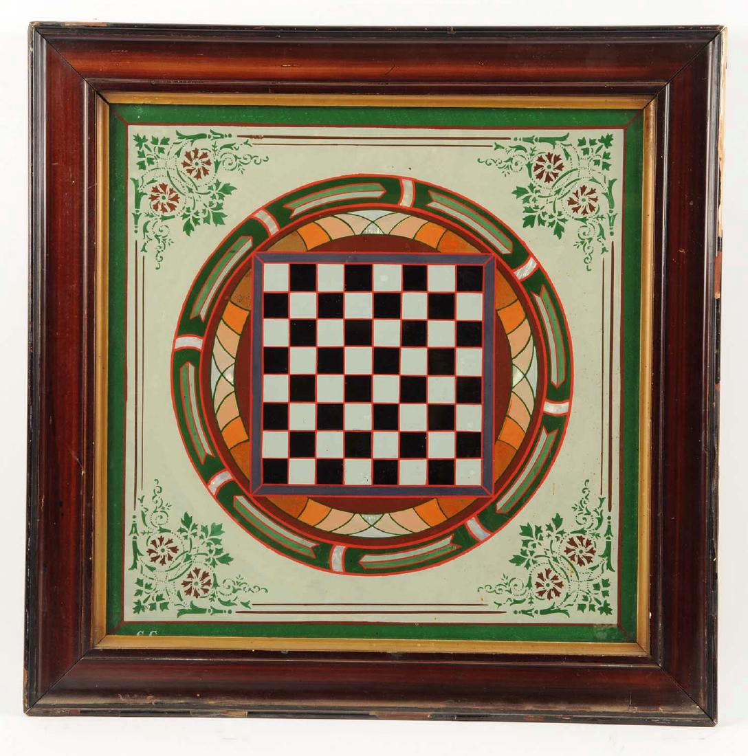 Framed Reverse on Glass Game Board. (1 of 4)