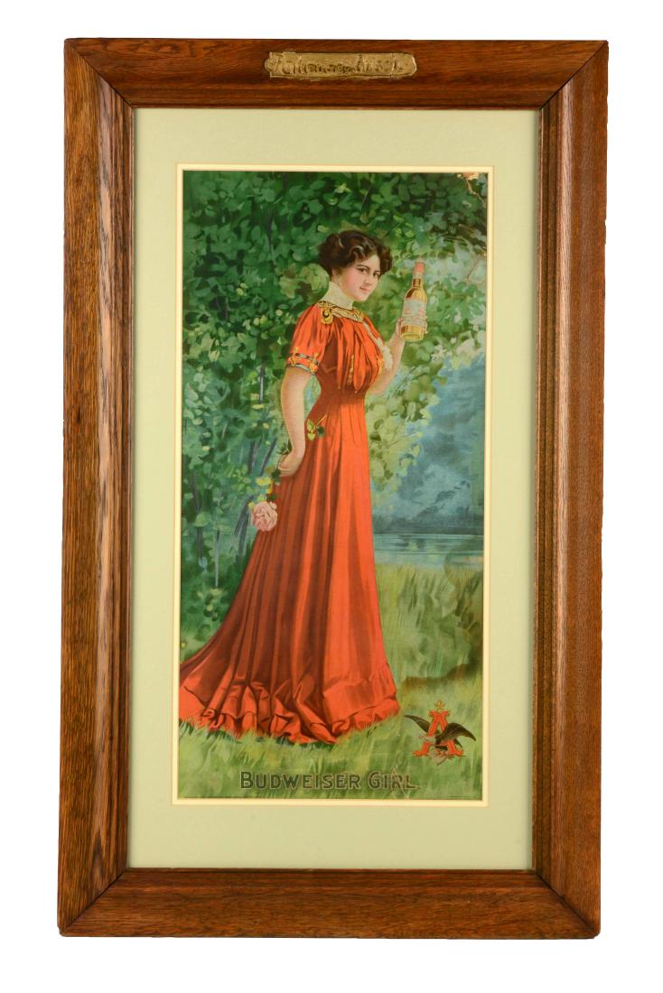 Framed Budweiser Girl Advertising Poster. (1 of 2)