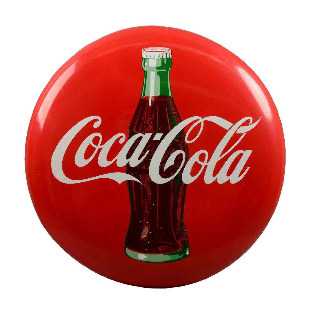 Large Coca-Cola Porcelain Button Sign. (1 of 1)