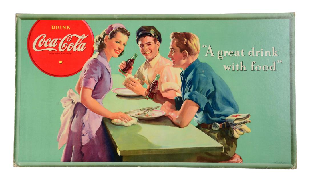 1942 Coca - Cola Cardboard Advertising Sign. (1 of 1)