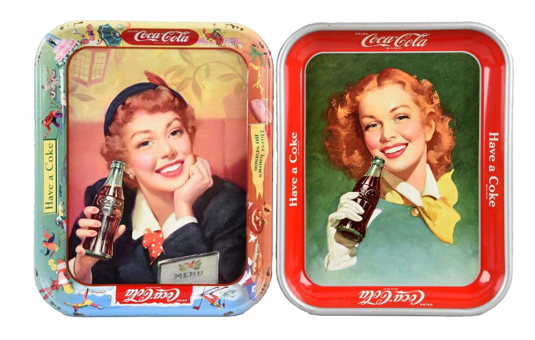 Lot Of 2: Vintage Coca - Cola Tin Trays. (1 of 1)